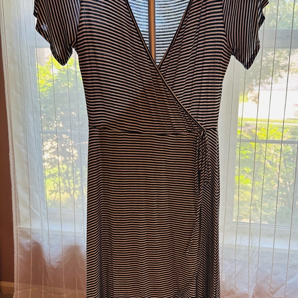 Caution To The Wind Black and White Flutter Sleeve Wrap Dress